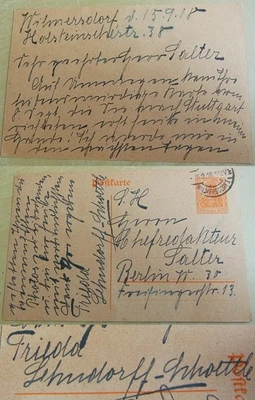 Schauspielerin Frieda LEHNDORFF (1876-1962): PK BERLIN 1918 an Siegbert SALTER - Bild 1 von 4