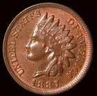 1887 Indian Head Cent - Brilliant Uncirculated Red/Brown GEM - FREE SHIPPING