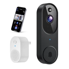 ARVOELIO WIRELESS WI-FI VIDEO DOORBELL CAMERA WITH AI MOTION DETECTION - BLACK