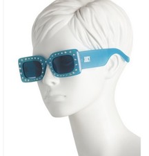 NEW JUICY Couture 50mm Rectangle Wide Arm Rhinestone Bling Sunglasses In Blue