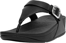 Image of BNWT Fitflop Lulu Adjustable Leather Toe Post Ladies Sandals, Black, UK9 / EU43