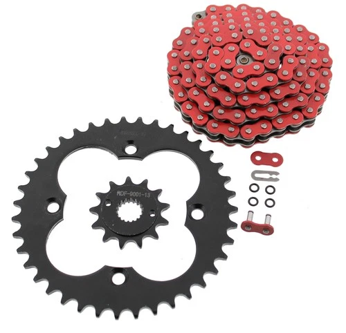 Red O-Ring Chain and Black Sprocket for 1999-2004 Honda 400EX TRX400EX 13/39 94L