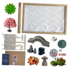 Mini Japanese Zen Sand Garden Kit for Desk, Muti-Functional Sand Tray Bamboo