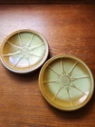 Set of 2 Frankoma Pottery Prairie Green Wagon Wheel Saucer Dessert Plates MCM