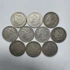 Lot of 10 Morgan Silver Dollars 90% US Silver Mixed Dates Circulated