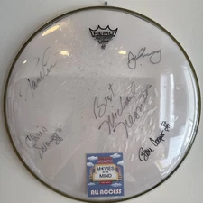NEZ Michael Nesmith 5 Signed Autographed used drum head + Mike & musicians
