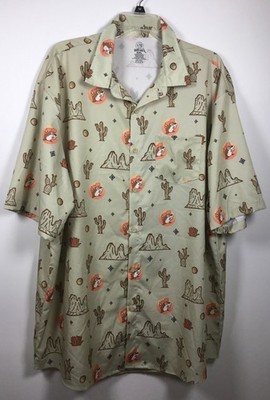 Bucees  Men's Button Down 4Xl Short Sleeve Beige Desert Camper Shirt