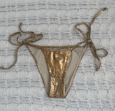 Vintage Sauvage California Gold Shimmery Leopard Print Bikini Bottoms Women s S