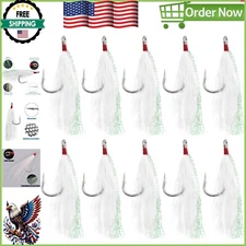 Fishing Bucktail Teaser Hooks - Colorful Mylar Flash for Seabass & Flounder