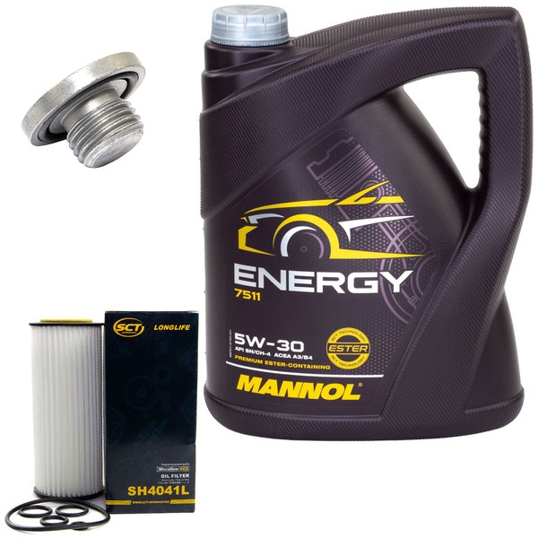 MotoröL Set 5W-30 5 Liter + ÖLfilter SH 4041 L + Schraube FüR BMW 3Er 330 E46 X3-image