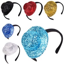 Women Grils Disco Mini Top Hat Headband Shiny Halloween Fancy Dress Accessory