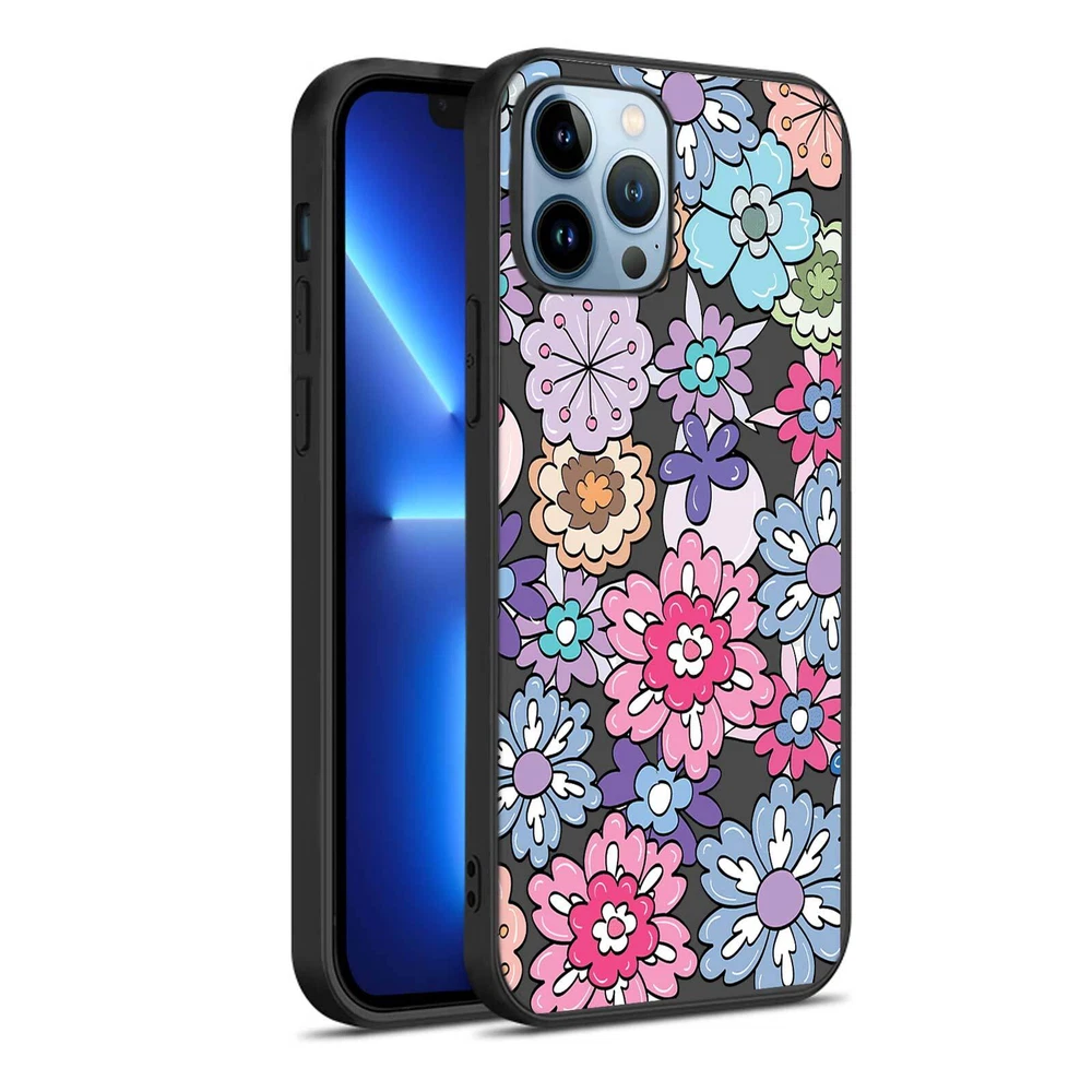 Phone Case For Apple iPhone 14 Pro Max 13 12 15 Flower Lace Protective TPU Cover