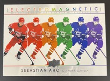 2021-22 UD Series 1 Electromagnetic #EM-7 Sebastian Aho - Carolina Hurricanes 🏒