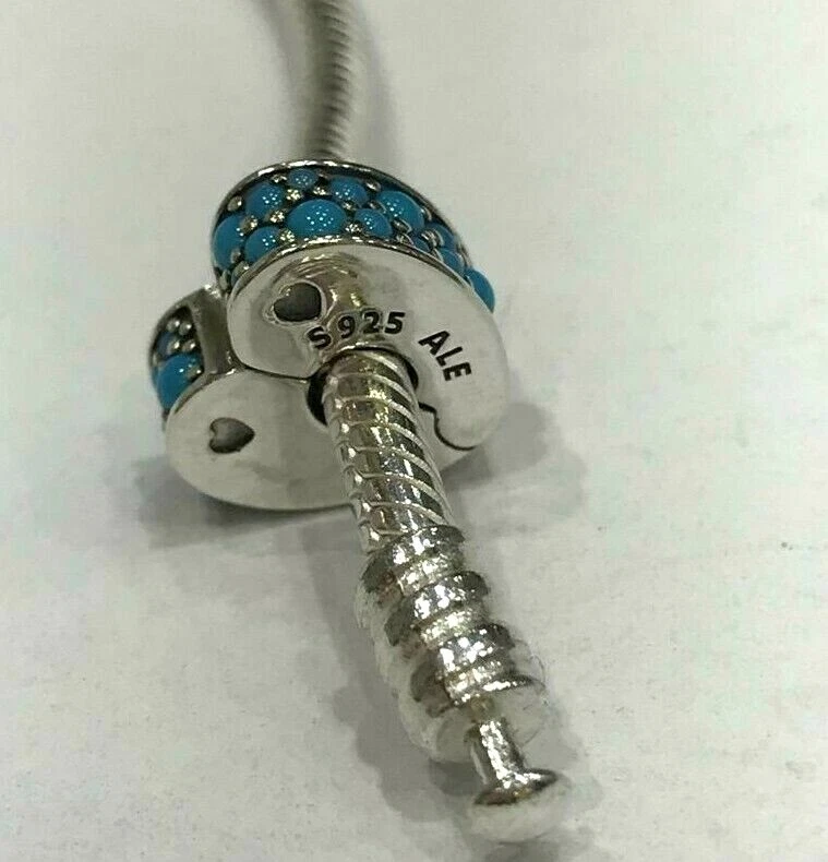 NEW Genuine Pandora Arcs Of Love Charm 797227NYA Heart Turquoise Clip Fixed Blue - Image 4 of 4