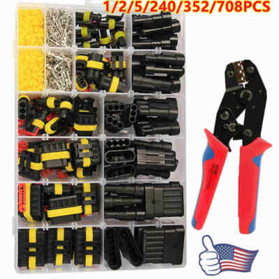 1-708Pcs 1-6P Car Automotive Waterproof Electrical Wire Connector Plug Kit Set