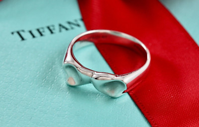 Tiffany & Co. Elsa Peretti Sterling Silver Double Full Heart Ring