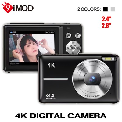 9IMOD 4K Digitalkamera 2,4''/2,8'' 64 Megapixel 18-facher Zoom 1080P Videorecorder