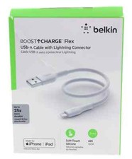 Belkin BoostCharge Flex USB-A to LIGHTN-ING Cable 6inch White - NEW SEALED