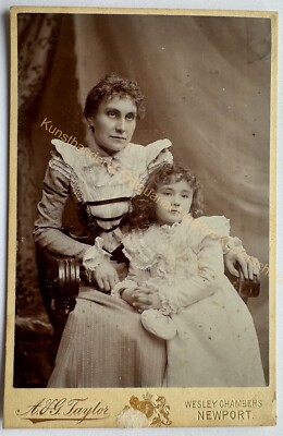 orig. KAB Cabinet Photo Photograph Picture Old Fashion Circa 1890 Mother Child Newport