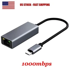USB C To Ethernet Adapter Rj45 Network LAN Gigabit Laptop 10/100/1000mbps Mac PC