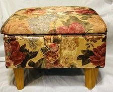 Singer Mid Century Modern Sewing Bench Foot Stool Storage Compartment Ottoman