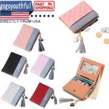 Short Women Wallets Small Bifold Leather Pocket Wallet Mini Purse Card Holder US