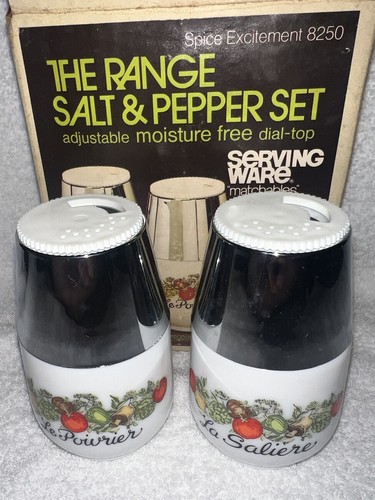 VINTAGE GEMCO SERVING THE RANGE SPICE SALT PEPPER SHAKERS #8250 NEW OLD STOCK - Picture 10 of 19