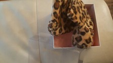 NIB baby girl Juicy Couture leopard fabric booties size 2 / 3-6 months