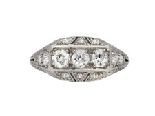 Art Deco 1.50 Carat White Round Cut CZ Diamond Engagement Ring Wedding Ring
