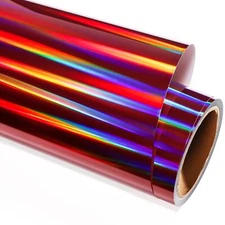 GIRAFVINYL Holographic Maroon Vinyl Permanent Rainbow Maroon Vinyl for Decora...