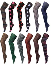 Womens 80 Denier Thick Colourful Patterned Opaque Winter Tights 8-14 uk