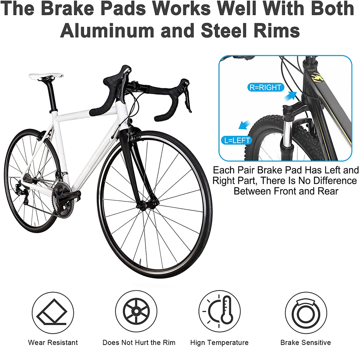 2x Vintage X-Type Brake Shoes For Bicycles – Rubber Brake Pads For Cantilever Brakes, Oldtimer & Racing Bikes
