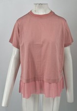 Emporio Armani Pink Short Sleeve Pleated Trim Logo Embroidered T-Shirt sz48NWT