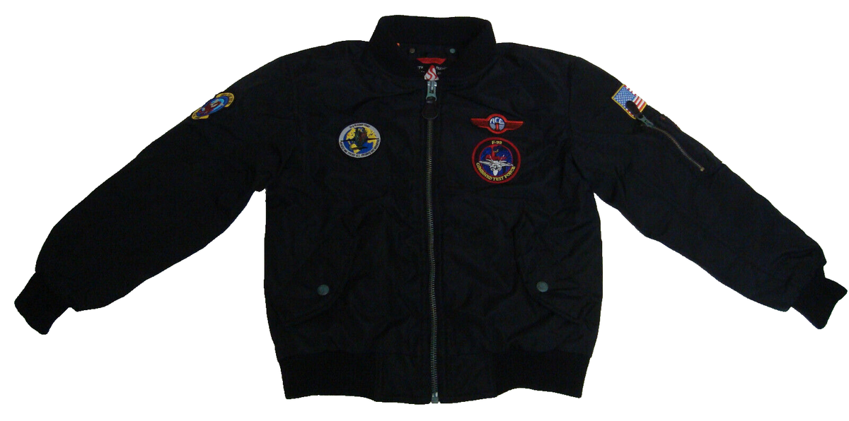 SPIRE Teens Size Large Flight Bomber Jacket Fighter Pilot Uniform Coat  Patches