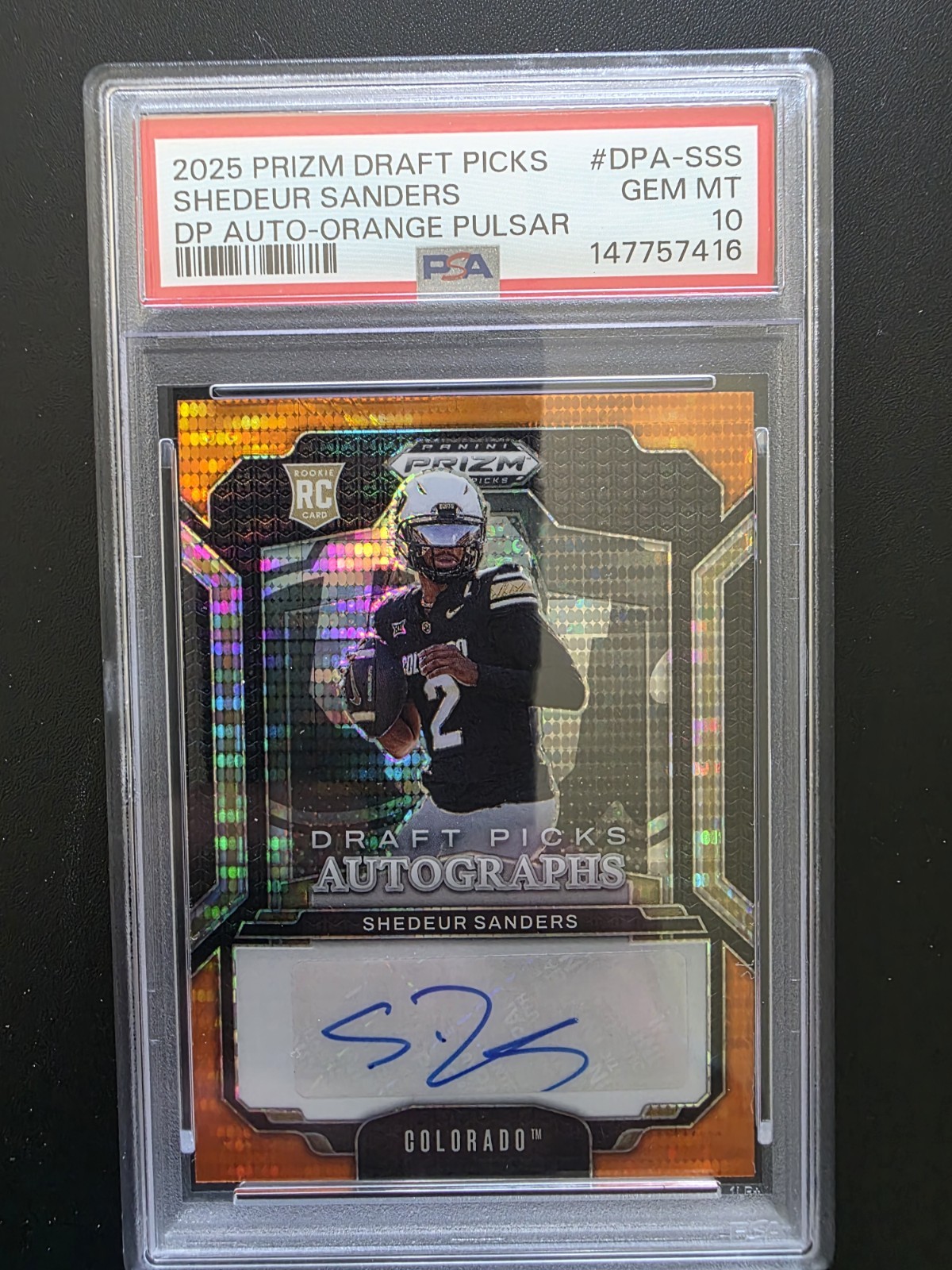 Shedeur Sanders Panini Prizm Draft Picks Draft Picks Autographs #DPASSS Orange Pulsar
