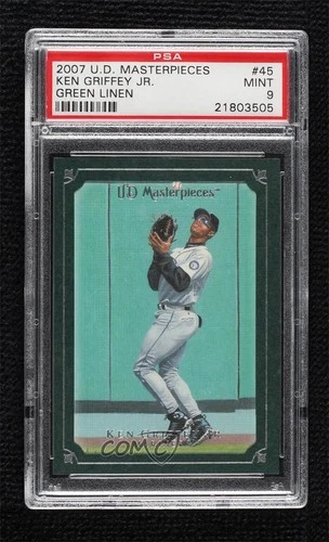 2007 UD Masterpieces Green Linen Frame Ken Griffey Jr #45 PSA 9 MINT HOF