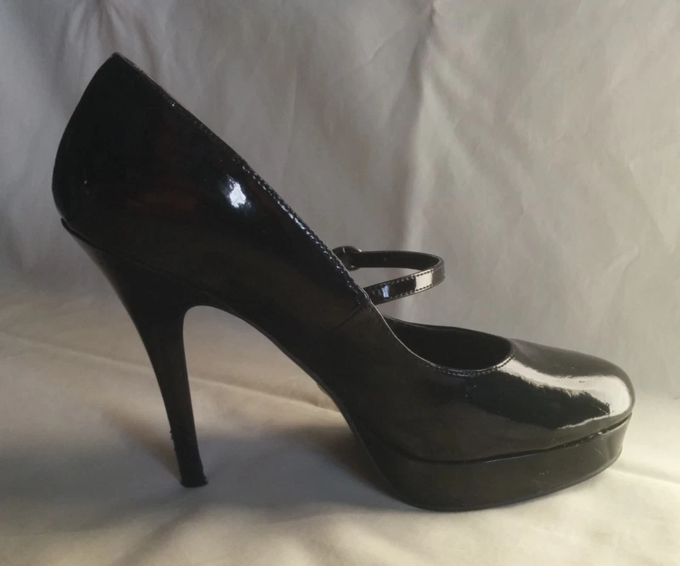 Call It Spring Black Patent Leather Round Toe Stiletto Heels with Strap size 10 - Image 2 of 4