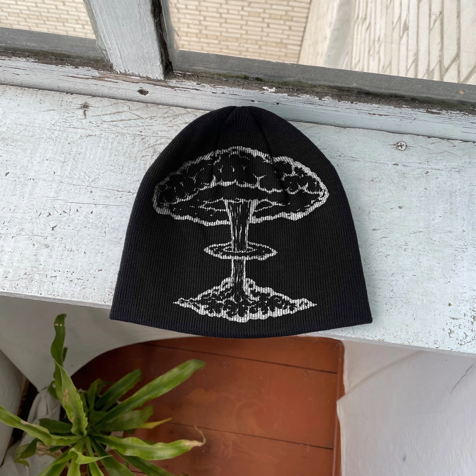Mushroom Cloud Beanie Hat Apocalypse Y2K Dark Graphic Streetwear
