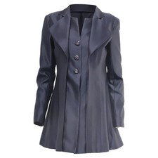 Chanel Textured Long Jacket In Cotton Women Blue Size 40