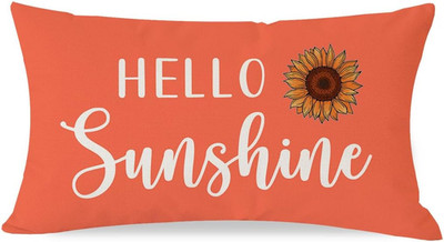 Hello Sunshine Throw Pillow Cover 12x20 Inch Sunflower Orange Outdoor Spring Sum