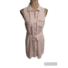 Guess  100% linen sleeveless tie front dress Xs White Boho Cottage Core Feminine