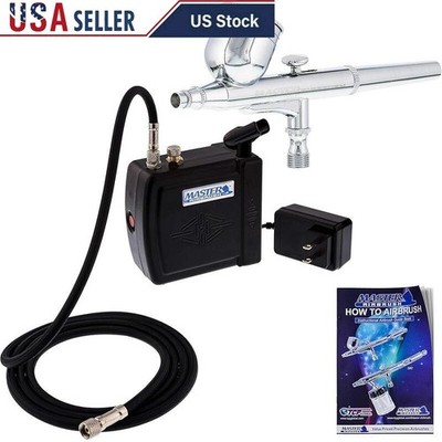 Multi-Purpose Airbrushing System Kit Mini Air Compressor Dual-Action Airbrush