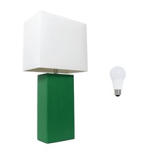 Elegant Designs 21" Green Modern Leather Wrapped Table Lamp w/LED Bulb Included
