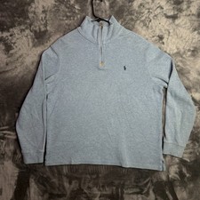Vintage Polo Ralph Lauren Sky Blue Long Sleeve Pullover Quarter Zip Large