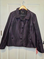 Nina Mclemore Metro Blazer Black Pink Polka Dot Silk NWT 16 Classic Money 950