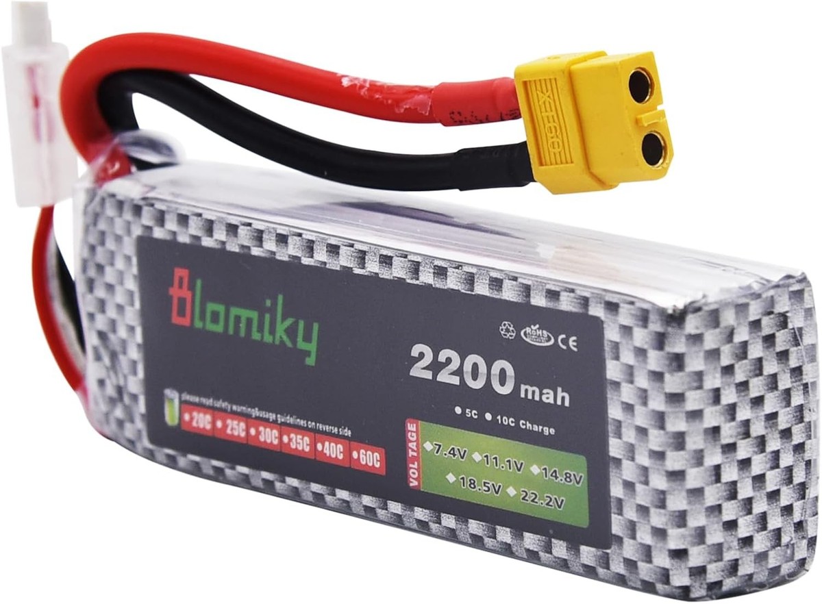 Blomiky 2 Pack 11.1V 2200mAh Lipo Battery With XT60 Plug & Charger For RC Cars, Drones - View #5