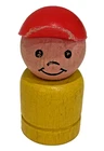 Fisher Price Little People Boy Straight Yellow Body Red Hat Wood VTG