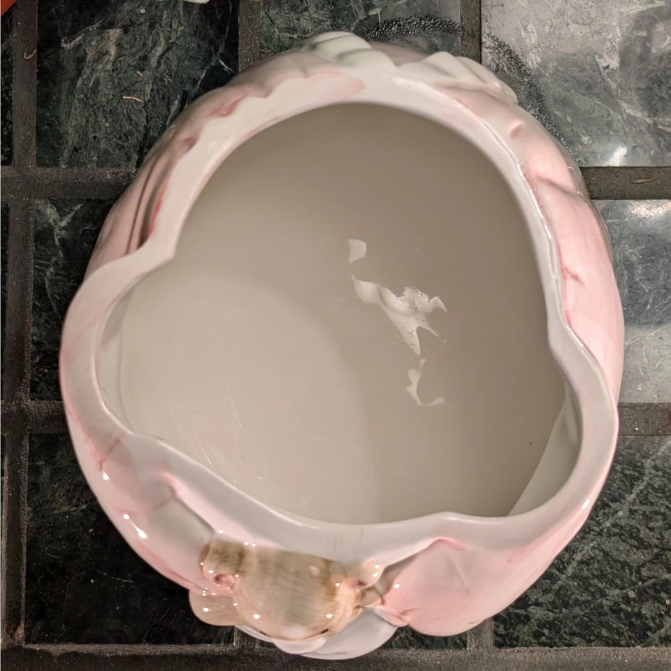 Large Vintage Pink Girl Mouse w/ Teddy Bear Ceramic Lidded Cookie Jar, 1990 Gift - Image 4 of 4