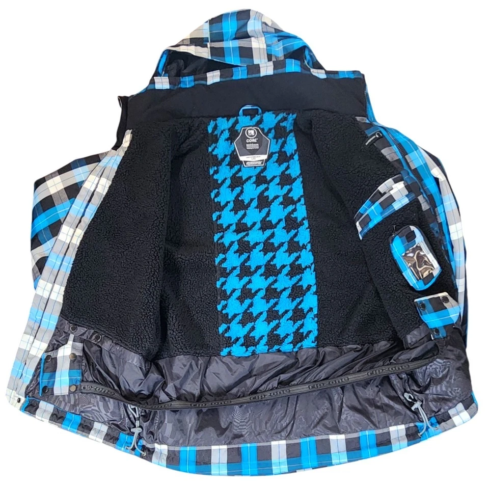 Ripzone Men's Plaid Ski Snowboard Jacket Waterproof Insulated Blue Core 5000mm - Image 4 of 4