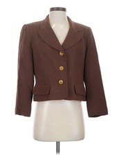 Herbert Grossman Women Brown Wool Blazer 1
